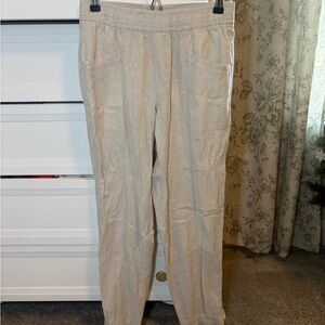 Old Navy Light Tan High-Rise Linen Pants
